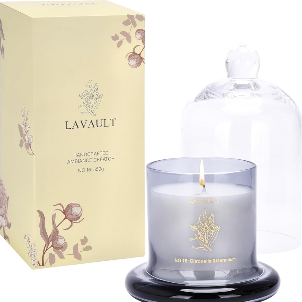 NEW! Scented Glass Jar Candle With Lid Premium Decorative Aromatherapy Gray